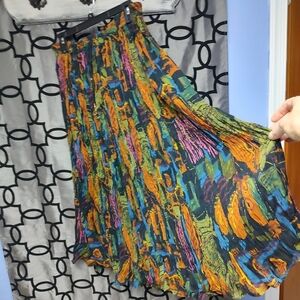 Just Class Colorful India Abstract Pleated Maxi Skirt!
